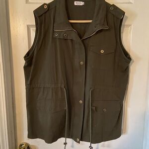 Olive Utility Sleeveless Jacket Vest